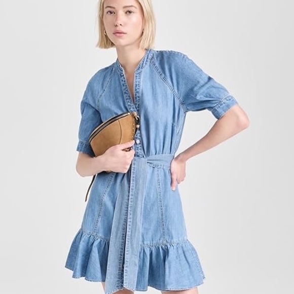 Veronica Beard Jean Kanika Belted Denim Dress - M - Picture 1 of 11